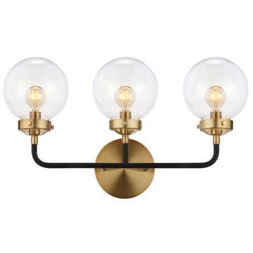 Caleb Brass Vanity Wall Sconce Clear - JONATHAN Y